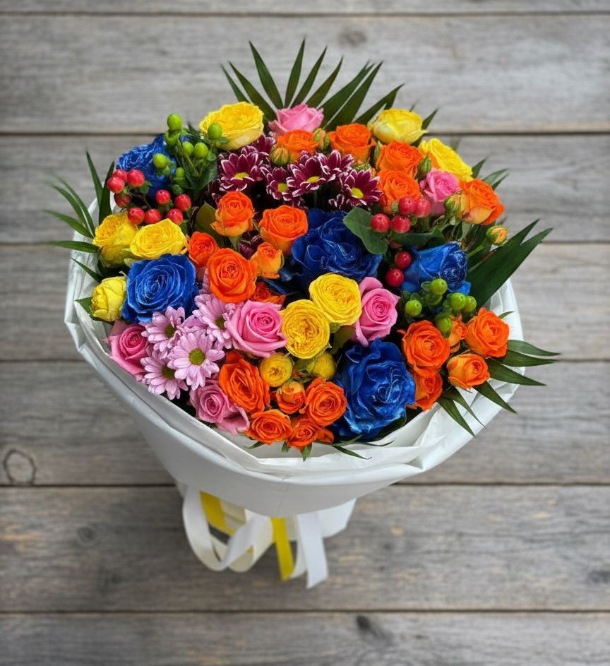 Букет цветов из: Розы и Хризантемы в Ловцы