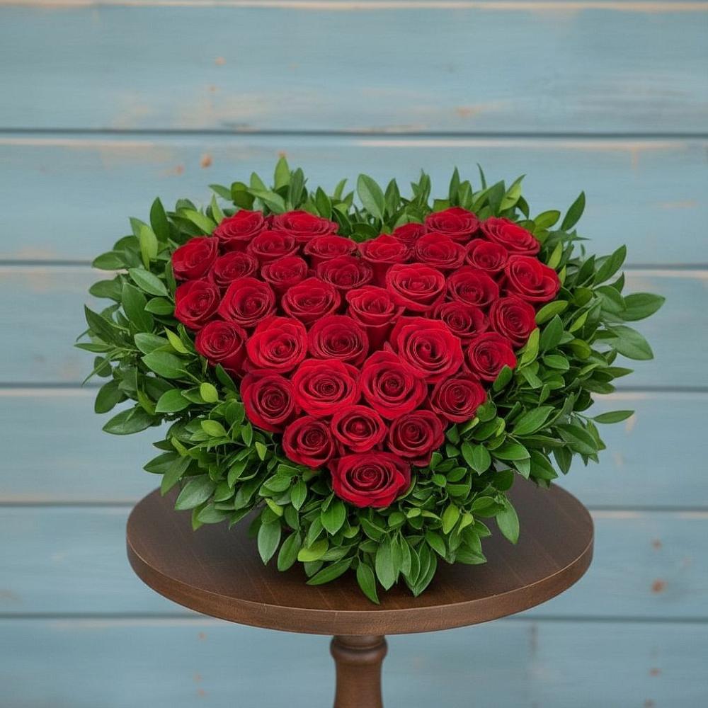 Цветочная композиция из Розы в виде сердца в Ловцы