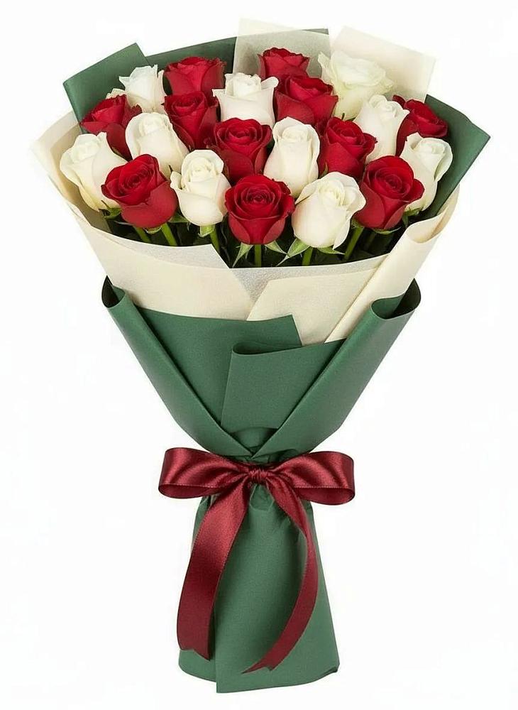 Букет Микс из красных и белых роз в Ловцы