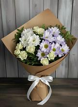 Букет цветов из:  Хризантемы и Розы в Ловцы