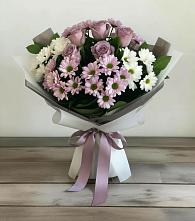 Букет цветов из:  Хризантемы и Розы в Ловцы
