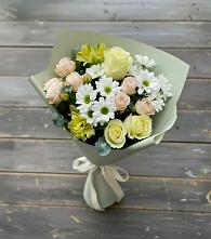 Букет цветов из:  Альстромерии, Розы и Хризантемы в Ловцы