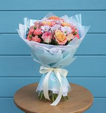 Букет цветов из:  Хризантемы и Розы в Ловцы