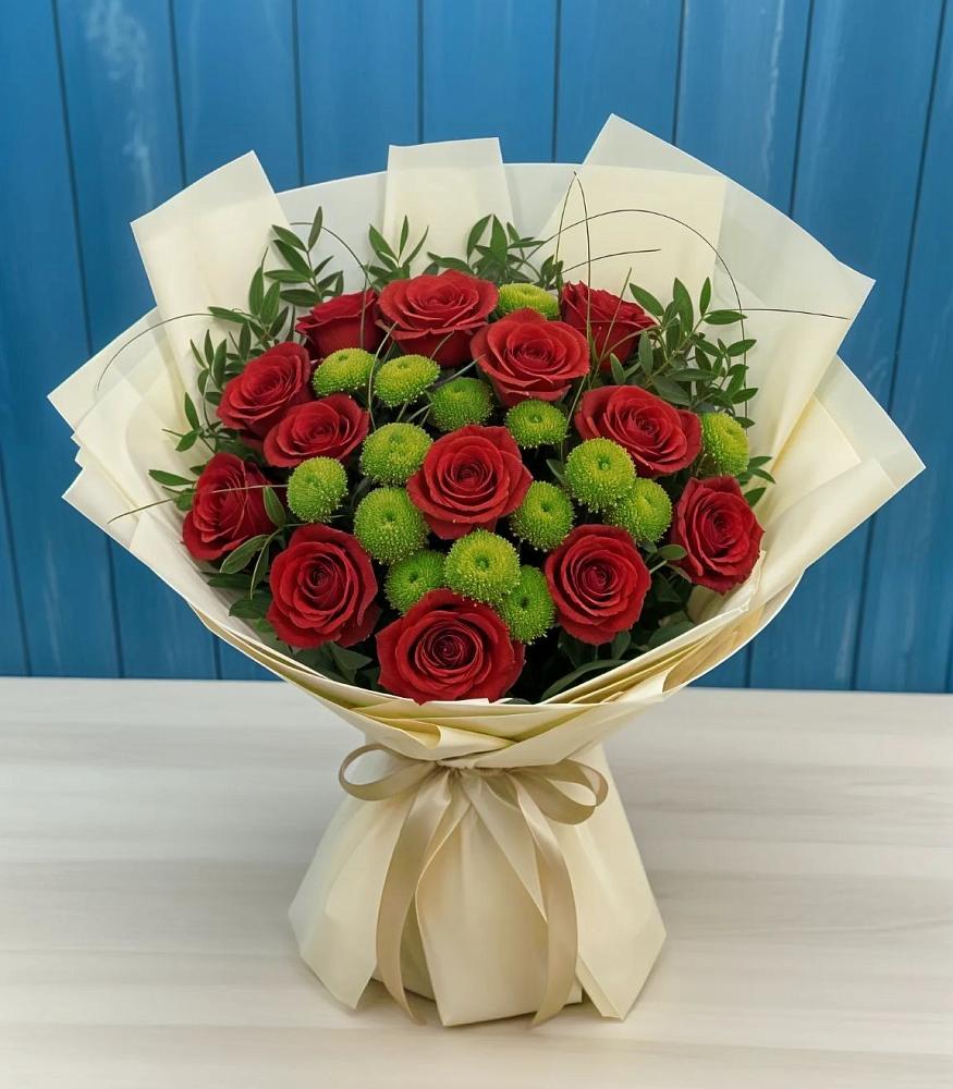 Букет цветов из: Розы и Хризантемы в Ловцы