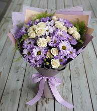 Букет цветов из:  Хризантемы и Розы в Ловцы