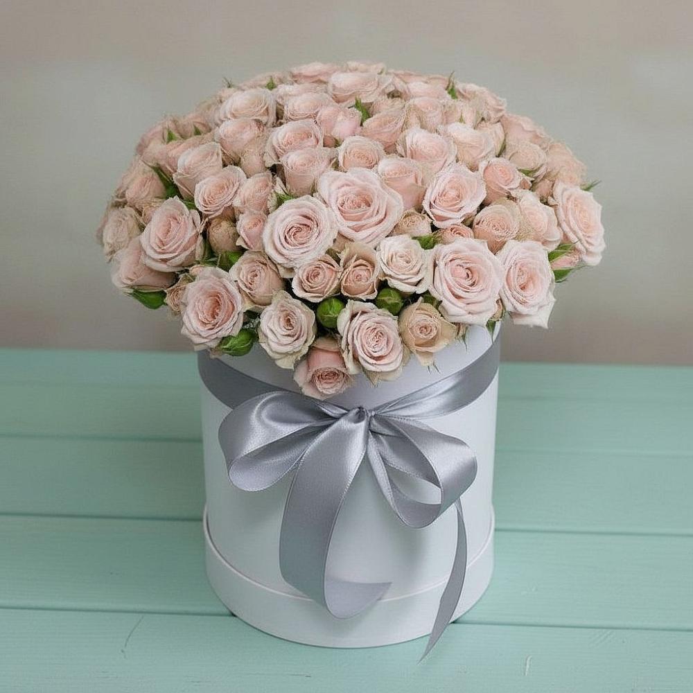 Цветочная композиция из Розы в шляпной коробке в Ловцы